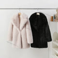 Lapels Faux Fur Coat Women Winter Brand Designer Fluffy Fox Fur Jacket Luxury Furry Overcoats Girl Stylish Long Outerwear