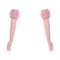 Christmas Furry Strapless Tops Women Patchwork Sexy Long Gloves Matching Birthday Luxury Classic Midnight Clubwear