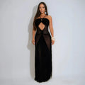 2026 Sexy Hollow Out Kintting Long Dress See Through Crochet Lace-up Bandage Fringed Tube Dress Women Beachwear Vestidos