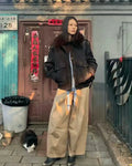 Original for Autumn/winter Women's Collection, A Detachable Wool-neck Jacket with A Fleece Leather Effect Can Be Worn