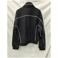 White Stripe 2 Piece Tracksuit Women Stand Collar Zip Jacket And Elastic Waist Wide Leg Pants Set Sporty Casual Matching Outfit