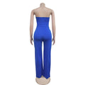 Women's Elegant Button Strapless Sleeveless Irregular Jumpsuits One Piece Metal Button Decor Overalls Outfit Night Clubwear