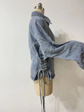 Retro Lace Up Women Jackets Lapel Collar Long Sleeve Fitted Jacket for Casual Daily City Stroll Wear Fashion Autumn
