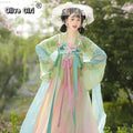 Olivegirl Embroidered Lotus Hanfu Dress Cute Tang Style Cross Dyed Elegant Lady Vintage Stage Costume Dance Hanfu Sets Cosplay