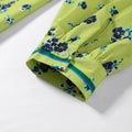 Bow Tie Neck Women Floral Print Set Long Puff Sleeve Cuff Trim Loose Blouse Vibrant Ethnic Midi Skirt Straight Hem Street Daily