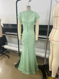 Elegant Lace Long Dress Women's Flying Sleeve Bodycon 2-piece Dress Evening Party Cocktail Female Winter Autumn