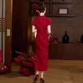 Red Long Cheongsam Improved Young Style New Female Chinese Retro Bridal Wedding Engagement Toast Dress Qipao