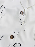 Ink Splashing Print Fashion Blazer for Women Notched Collar Long Sleeve Hollow Out Design Loose Coat Female Autumn