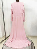 Elegant Long Sleeve Stand Sequin Slim Long Dress Women Pink Sky Blue Maxi Dresses Formal Eveing Party Club Gowns