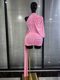 Winered Pink Women Sleeveless Sexy Draped Bodycon Mini Dress Spandex Celebrate Evening Cocktail Party Homecoming Outfit