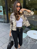 Zebra Print Cropped Shirt Jacket Women Long Sleeve Button Down Casual Loose Outerwear Autumn Female Casual Streetwear Outfit
