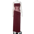 Spring Lace Long Dress Women's Solid Spaghetti Straps Backless See Through Long Dress Sexy High Waist Vintage Dresses