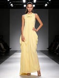 Elegant Vintage Spliced Ribbon Dresses for Women O Neck Sleeveless bodycon Folds Evening Luxurious Maxi Dress Female