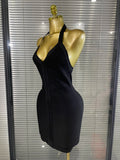 4 Colors Women Sexy Halter Off the Shoulder Bodycon Mini Bandage Dress Celebrate Fashion Nightclub Party Homecoming Outfit