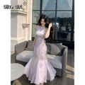 Olivegirl Sexy Fish-tail Dress Sweet 2026 Chinese-Style Wraparound Women's Qipao Jacquard Dresses Elegant Sweet Cardigan Coat