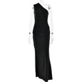 Solid Slimming Dresses for Women Slanted Collar Sleeveless High Waist Temperament Dress Female Fashion
