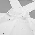 Romantic Dates White Dot Print Tank Top for Women Bow Neck Sleeveless Back Slit Design Slimming for Office Commute