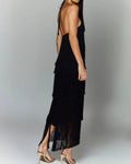 Solid Spliced Tassel Dresses for Women Halter Sleeveless High Waist Temperament Dresses Female Fashion New