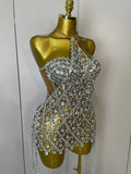 Sparkly Sequin Diamond MeshTransparent Top Dress Two Piece Set Women 2025 Sexy Evening Party Celebrate Birthday Photo Shoot Wear