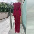 Elegant Vintage Spliced Ribbon Dresses for Women O Neck Sleeveless bodycon Folds Evening Luxurious Maxi Dress Female