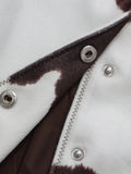 Cow Print Short Slimming Coat for Women Lapel Long Sleeve Patchwork Single Breasted Street Jacket Female Autumn New