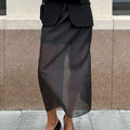 Solid Mesh Skirts for Women High Waist Temperament Minimgalist Skirt Female Fashion Style New