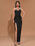 High Quality Sexy One Shoulder Shinning Diamond Bodycon Bandage Long Dress Women Fashion Celebrate Evening Party Vestido