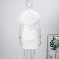 Elegant Mesh Shawl Short Dress Women Pleated Half High Collar Sleeveless Female Dresses 2026 Spring Lady Chic Party Gowns New