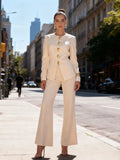 Apricot Pantsuits Womens Jacket Pants Matching Sets Elegant Single-Breasted Blazer Pant Suit Set Fashion 2 Pieces Outfit