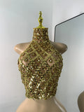 Sparkly Diamonds Mesh Sexy Transparent Tops Women Luxury Party Celebrate Bithday Stage Wear Nightclub Performance Costume