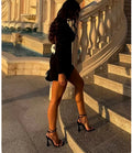 Elegant Bow Hollow Out Mini Dress Women Red Short Sleeve Sexy A-line Dresses Female 2025 Fashion Party Evening Robe White Black