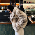 Ins Hot Blogger Fashion Striped Faux Fur Jacket for Women Winter Lapel Collar Fluffy Eco Fox Fur Coat Stylish Outerwear