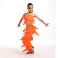 Olivegirl Kids Latin Dance Pantsuit Costumes Ballroom Fringe Tassel Dress Pants Girls Salsa Samba Children Stage Outfits Costume