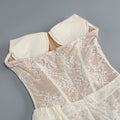 Elegant Strapless Lace Long Ribbon Wedding Dress Patchwork Vintage Floral Lace Bridal Gown Sheath Fitted Dresses