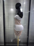 Shining Diamond Chain Women Sexy Strapless Bodycon Midi Dress Velvet Elegant Evening Party Cocktail Fashion Homecoming Outfit