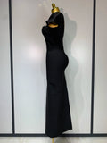 Celebrity Elegant Bandage Long Party Dress 2025 Women Sexy Square Collar Stretch Evening Prom Gown Club Luxury Birthday Dresses