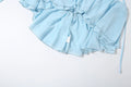Ruched Elegant 2 Piece Set Woman Tierred Design Halter Backless Irregular Tops+Mini Shorts Beach Party Style Suits