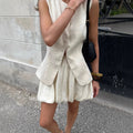 Female Vest Skirt Set Summer Commute Dating Elegant Vest Flower Bud Style Short Skirt Women Suit Solid Sleeveless New Set