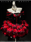 Olivegirl Sweet Lace Dress Lolita Red Cute Girl Spring High-end Women Summer Birthday Party Elegant Princess Lolita Dresses