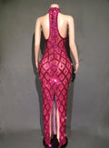 Festival Shiny Rhinestones Party Dress Birthday Luxury Costume Fancy Brilliant Dancer Wedding Impressive Evening Dress