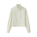 Fashion Polka Dot Print Jacket Coat Women's Stand Collar Long Sleeved Workwear Coat Ins Hot Short Casual Female Jackets