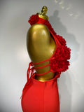 Luxury Birthday Dress Women Celebrity Sexy Halter Backless Flower Long Bandage Bodycon Dress 2025 Elegant Evening Party Outfit
