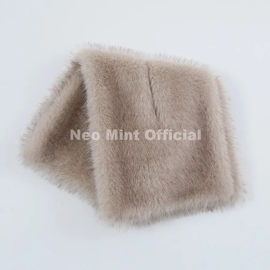 Iconic Chic Gray Gradient Fox Fur Snuggle Shawl Scarf Women Winter 2026 Fluffy Fox Fur Collar Scarves Girls Neck Warmer