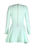 2026 New Spring Fashion Mint Color Women Lion Button Sexy V-neck A-Line Mini Rayon Bandage Dress Fashion Elegant Party Dresses