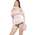 Christmas Furry Strapless Tops Women Patchwork Sexy Long Gloves Matching Birthday Luxury Classic Midnight Clubwear