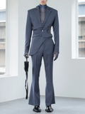 Solid Hollow Out Casual Irregular Blazers For Women Notched Collar Long Sleeve Spliced Button Temperament Blazer Female New
