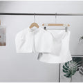 Women Chic Top 2 Piece Set Elegant Stand Collar Cape Sleeveless Slim Off Shoulder Slim Tops Suit Female Chic Casual Party Wear