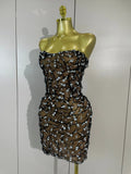 Women Sparkly Rhinestones Sexy Strapless Mesh See Through Mini Dress Birthday Party Evening Cocktail Dress Nightclub Stage Wear