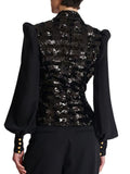 New Fashion 2026 Designer Sequin Suit Jacket Women's Patchwork Double Breasted Gold Buttons Blazer