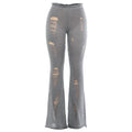 Knit Irregular Ripped Pants Women Autumn Trend Fashion Sexy Hottie Wild Solid Hip-Hop Street Clubwear Skinny Bottom